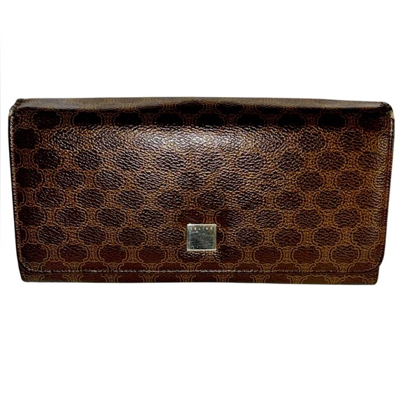 Vintage Céline Macadam Wallet Brown Triomphe Canvas & Leather - Picture 1 of 12